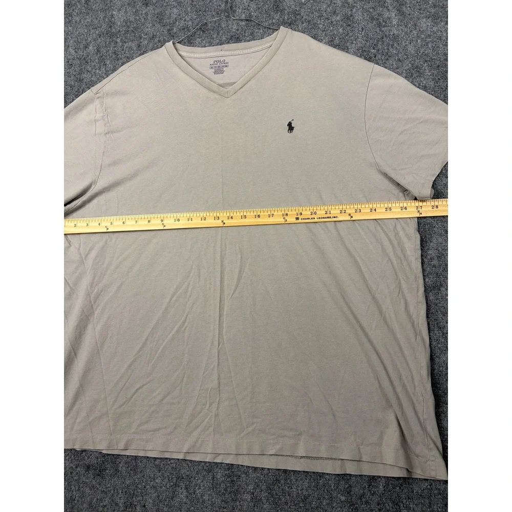 Polo Ralph Lauren Mens XXL Tan Beige V-Neck Classic Fit Short Sleeve T-Shirt